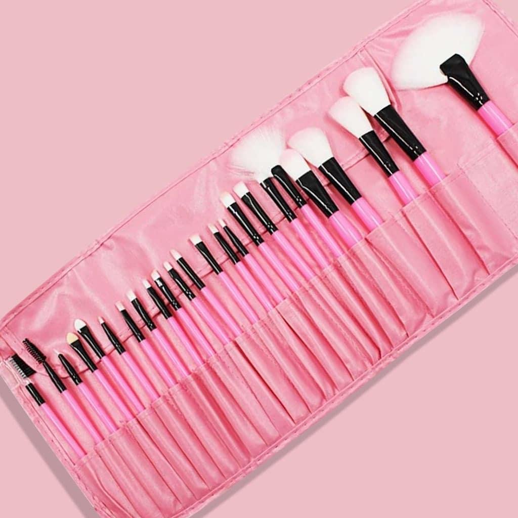 SET DE BROCHAS EN ESTUCHE 32 PCS COLOR ROSA