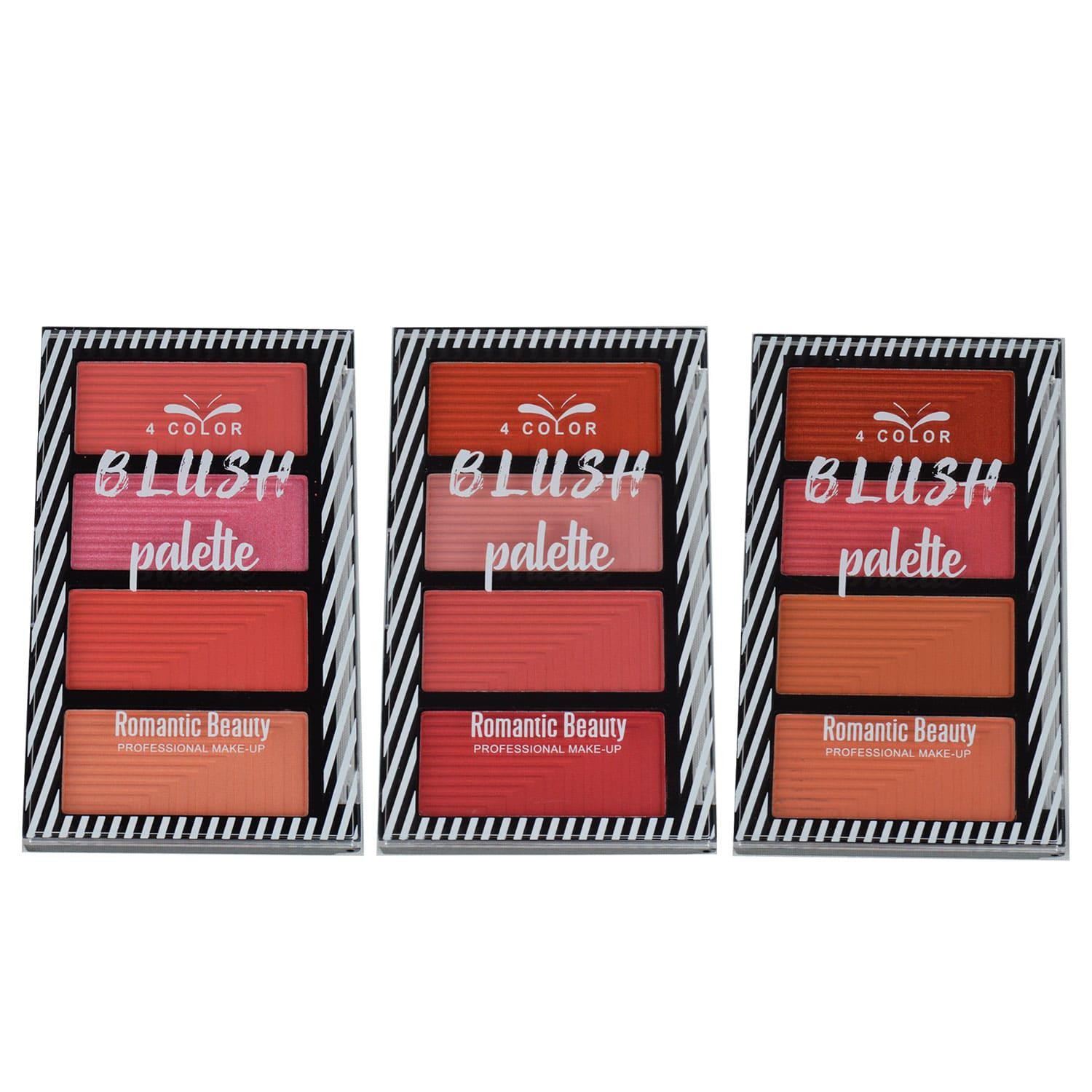 Pack de 12 unidades Paleta de 4 Rubores Romantic Beauty