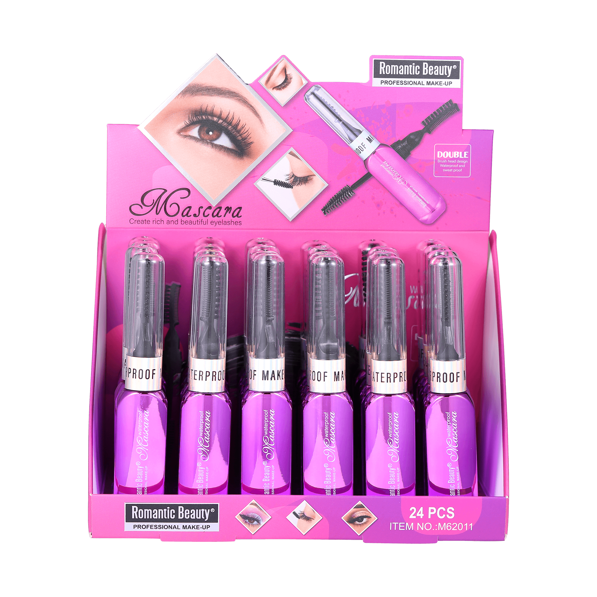 Pack 24 unidades. MASCARA WATERPROOF DOUBLE